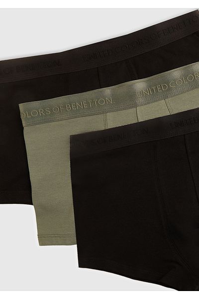United Colors of Benetton Set boxer din 3 piese pentru bărbați, din amestec de bumbac, cu logo-uri