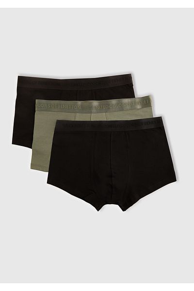 United Colors of Benetton Set boxer din 3 piese pentru bărbați, din amestec de bumbac, cu logo-uri