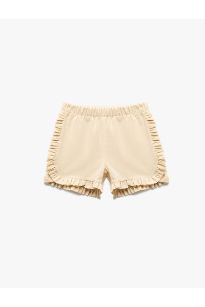 Koton New Season Ruffled Elastic Waist Cotton Shorts