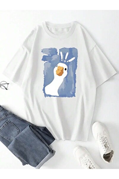 EVIus Tricou oversize cu decolteu rotund cu imprimeu Duck