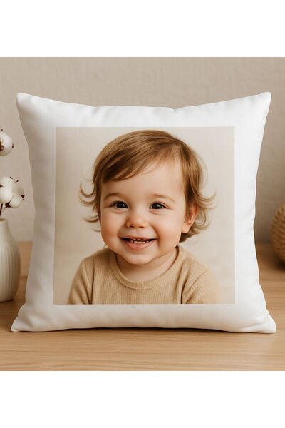 Bk Gift Kişiye Özel Fotoğraflı Beyaz Kırlent Yastık-1, Arkadaşa Hediye, Sevgi...