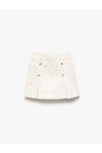 Koton New Season Gabardine Cotton Button Detailed Slit Mini Shorts Skirt