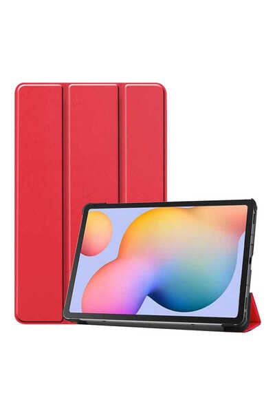 VARDAR AKSESUAR Galaxy Tab S7 FE LTE (T737-T736-T733-T730) غطاء ذكي VRDR متوافق مع حامل 1-1 - أحمر