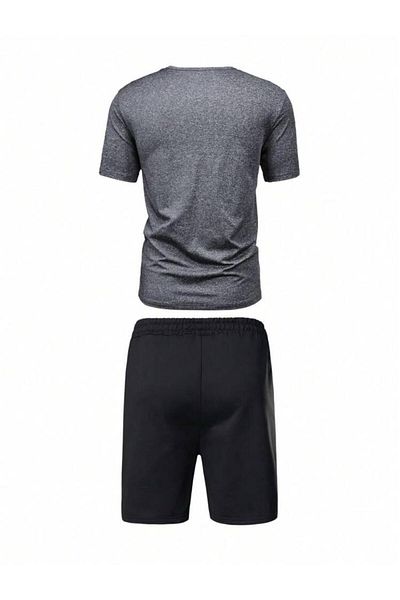 SELENA BUTİK Unisex 23 Gray T-Shirt Black Shorts Top Bottom 2 Piece Set