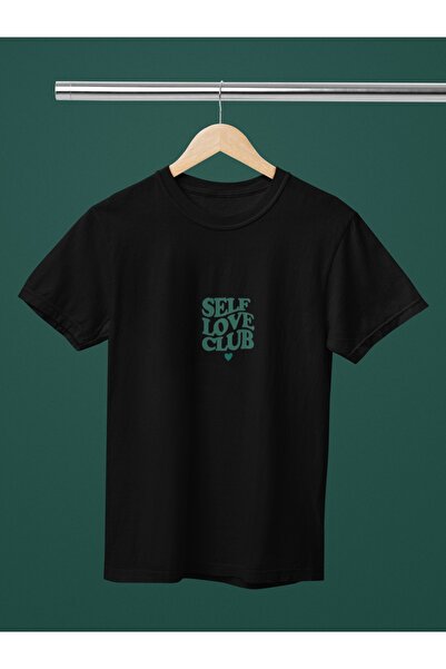 Butik TRIOCĂ CU MÂINĂ SCURTĂ, CU Gât rotund, IMPRIMATĂ SELF LOVE CLUB, bumbac...