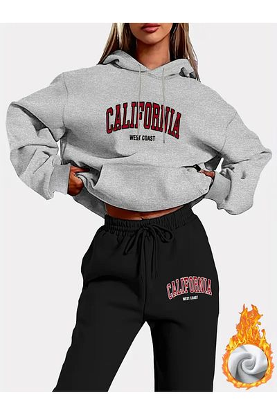Minikelya Women's Long Sleeve Hoodie & Jogging Pants Outfit Set