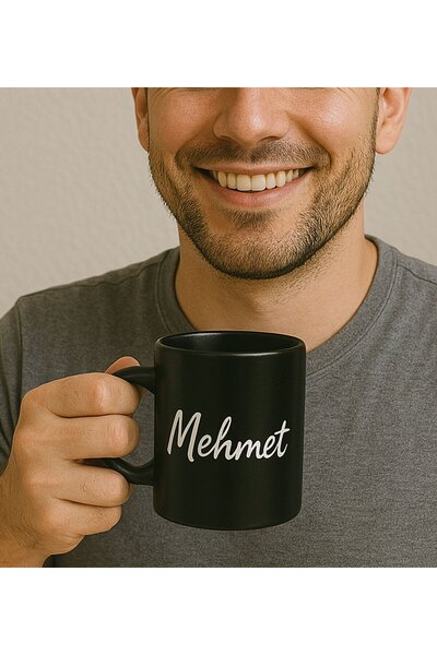 Bk Gift Kişiye Özel İsimli Siyah Kupa Bardak-1, Sevgiliye Hediye, Arkadaşa He...