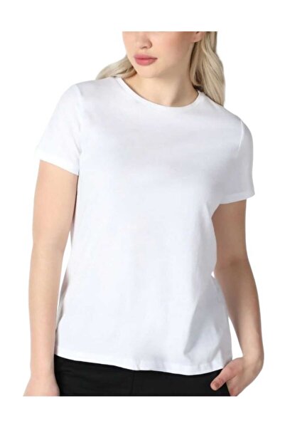 ahsetekstil White Crew Neck T-Shirt