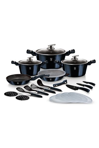 Berlinger Haus Set de ghivece marmorate, 22 piese, linie metalică, acvamarin, Bh 7183