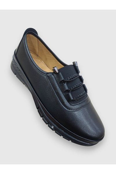 TEKGÜL Dues 449 Black Orthopedic Stone Detailed Elastic Lightweight Comfortable Women's Daily Mother Shoes