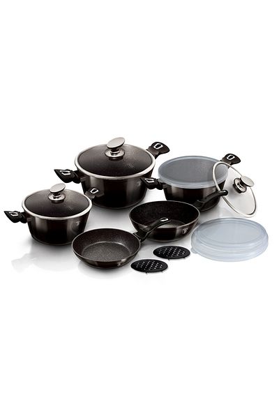 Berlinger Haus Marbled Pot Set 13 Pieces Shiny Black Bh 6615