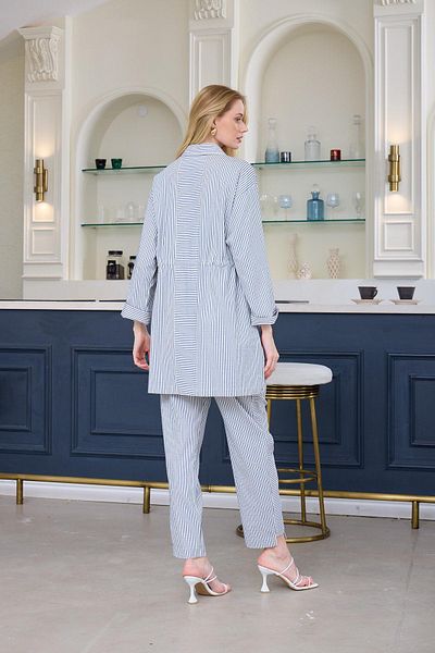 Moodbasic بدلة مخططة بتفاصيل مطرزة-24653