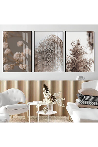 Harika bir ev Hari̇kabi̇rev | Soft | Brown-Cream Plant Damask Door Pattern Co...