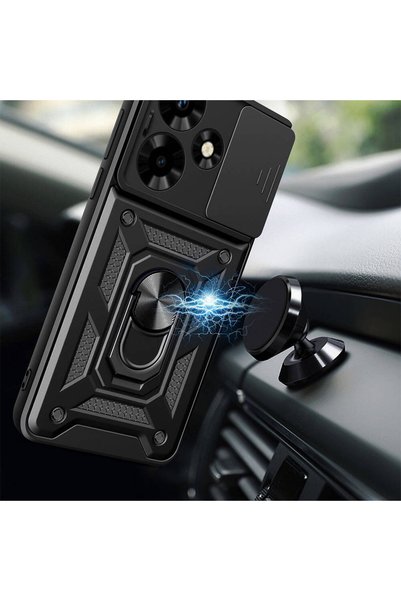 VARDAR AKSESUAR Infinix Hot 30 Case with Magnetic Stand Camera Protection Vrdr Sliding Vega Cover - Blue