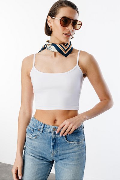 GENIUS STORE Crop Top cu curele din frânghie pentru scuba pentru femei CROP-ATLET