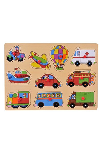 OEM Children's Wooden Puzzle with Vehicles, 10 Pieces, Multicolor, 22.5x30cm,...