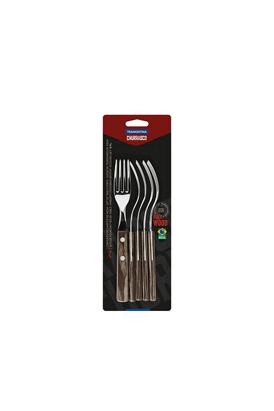 TRAMONTINA Set Of 6 Steak / Pizza Forks Brown 29899157