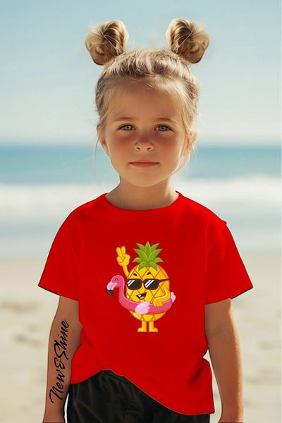 New Shine 1 T-Shirt Is a Gift for Purchases of 6 or More in the Cart - Pineapple Printed Oversize Children's T-Shirt