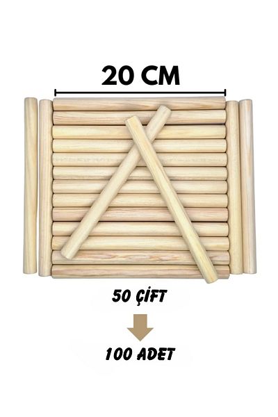 HOBBY HOUSE Wooden Rhythm Stick 100 Pcs 20 cm