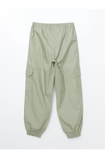 LC Waikiki Khaki Elastic Waist Girls Cargo Jogger Pants