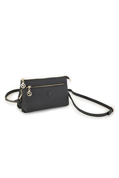 Getcho Jodi Black Women's Small Strap Daily Use Zippered Multi-Eye Crossbody Bag Lightweight Model