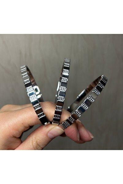 Kadın Trend taşlı Silver Desenli Kelepçe Bileklik