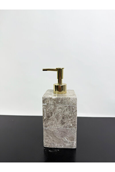 Modestmar Doğal Gri Mermer Sıvı Sabunluk, Gri Mermer Kare Sıvı Sabunluk Gold