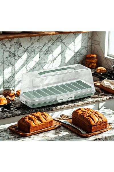 Ayd Kitchen Cake Carry Container, Bpa Free Plastic, Cake Fan with Handle and Lock, Portable(Baton) 3Color 1Pc
