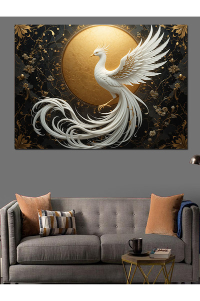 KanvasSepeti Fundal auriu, vopsit în ulei cu fenicul alb, texturat, pictură pe pânză de înaltă calitate, 100 x 50 cm