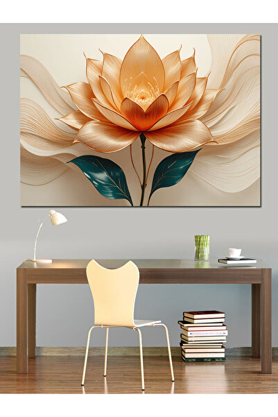 KanvasSepeti Işıklı Şeffaf Lotus Çiçeği Yağlı boya Dokulu Yüksek kaliteli Kan...