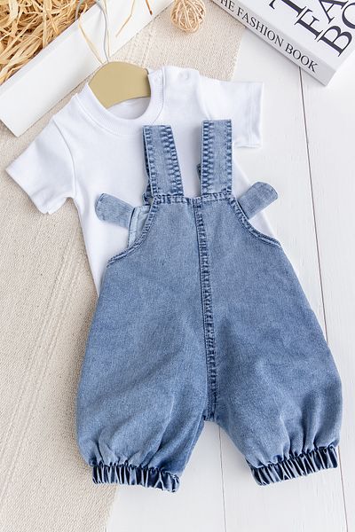 ewellce Figured Baby Boy Denim Summer Salopet Jeans Jumpsuit
