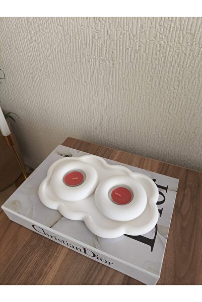 2-Piece Candle Holder Set with Decorative Cloud Plate