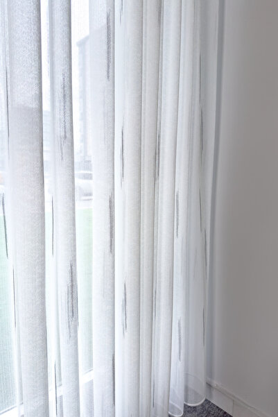 Brillant New Season Tulle Curtain - Linen Floor, Anthracite Gray Line Stable