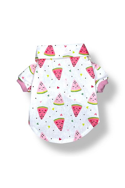 PetiliDünya Watermelon Summer Shirt 100% Cotton Summer Dog Shirt Cat Shirt