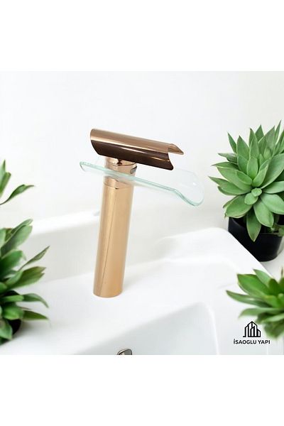 İSAOĞLU YAPI Bronze Bowl Sink Faucet Copper Bowl Tap Glass Design Fixture