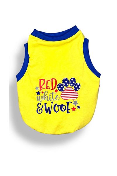PetiliDünya Red White Woof Dog Singlet Cat Singlet Summer