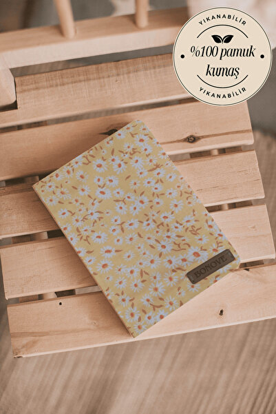 BONOVE Kitap Kılıfı Sarı Papatya Desenli Fabric Book Cover Kitap Koruma Organ...