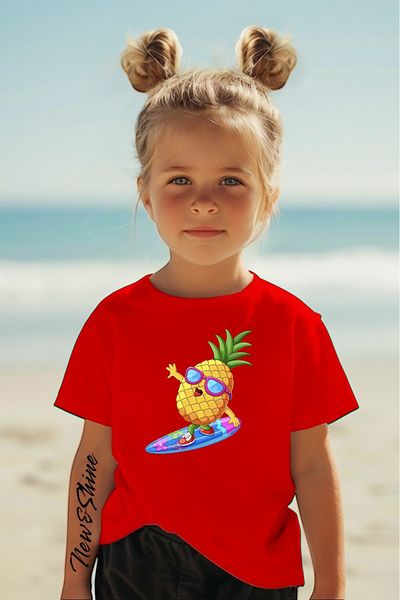 New Shine 1 T-Shirt Is a Gift for Purchases of 6 or More in the Cart - Pineapple Printed Oversize Children's T-Shirt