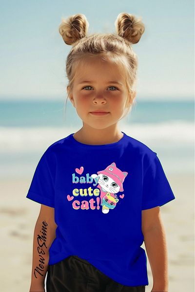 New Shine 1 tricou este un cadou pentru achiziții de 6 și peste în coș - Tricou pentru copii oversize cu imprimeu Baby Cute Cat