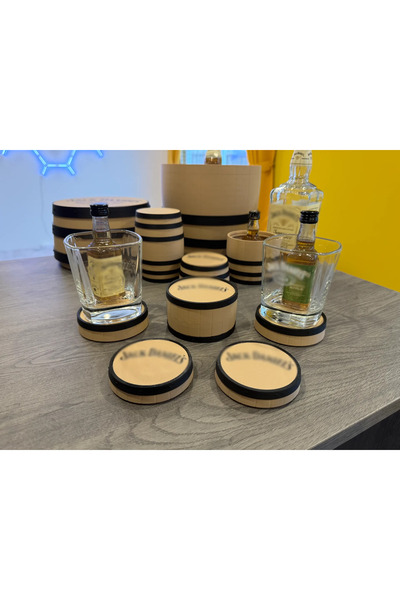 genomera Viski Fıçısı Şekilli Bardak Altlığı