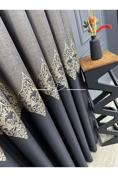 Navessa Home Collection Background Curtain Mink Anthracite Panel Pattern, Dense Pleat, Single Wing, Modern and Elegant Design