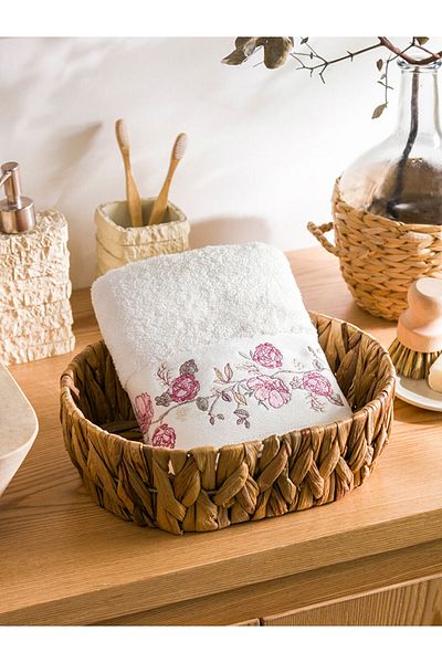 LC Waikiki LCW HOME Πετσέτα προσώπου από βαμβακερό σχέδιο εκρού 50x80 cm T T