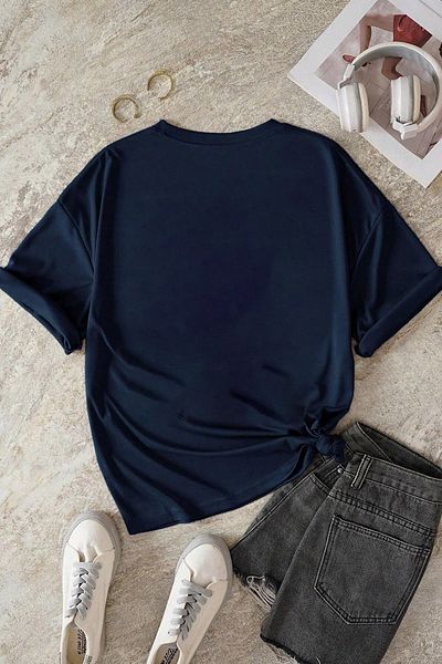 Let's Wear تيشيرت نسائي فاخر بياقة دائرية مطبوع عليه الأم والابنة