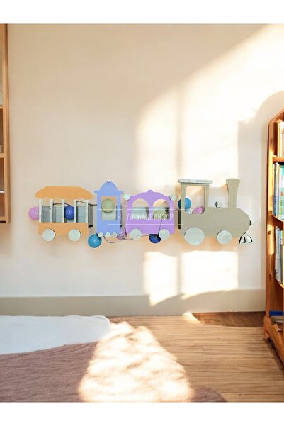 HAYALHANE AHŞAP Tren Raf / Tren Kitaplık / Ahşap Tren Raf / Çocuk Montessori ...