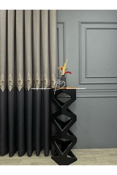 Navessa Home Collection Background Curtain Mink Anthracite Panel Pattern, Dense Pleat, Single Wing, Modern and Elegant Design