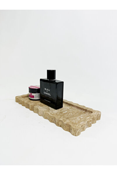 Modestmar Traverten Kenar Detaylı Tepsi, Düzenleyici 12x28cm