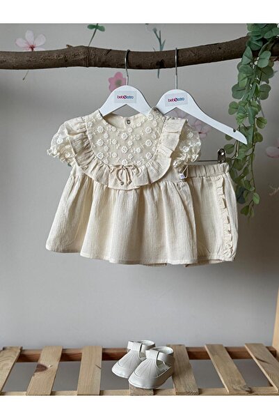 Butik Kız Bebek Brode Tül Şortlu Takım