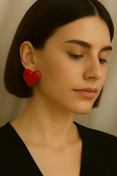 Kutcha Accessories Heart Shaped Steel Earrings - Stylish and Modern Design