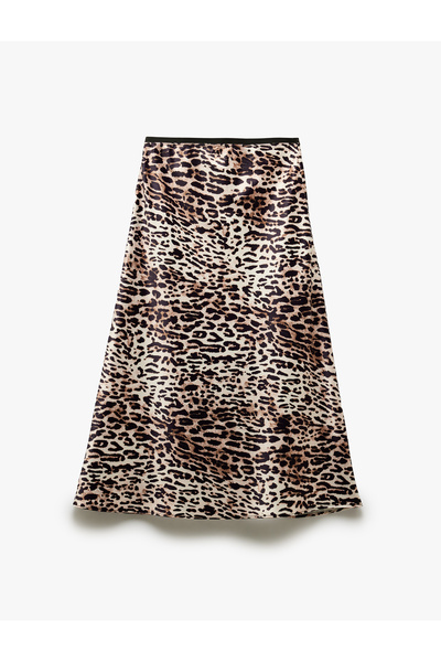 Koton Midi-length A-line leopard print skirt.