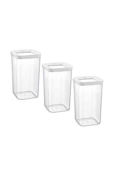 VİP AHMET Set of 3 Food Containers VA VP.314, 3x1000 ml, Transparent and White